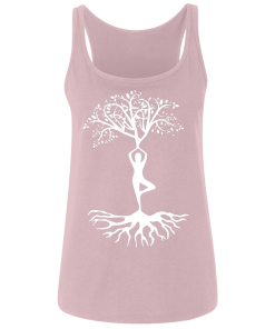 Pink Yoga Tree Pose Ladies Relaxed Tank Top