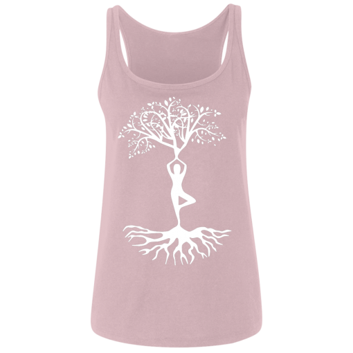 Pink Yoga Tree Pose Ladies Relaxed Tank Top