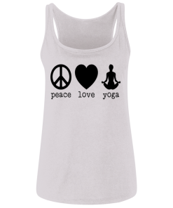 White Peace Love Yoga Ladies Tank Top
