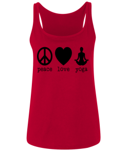 Red Peace Love Yoga Ladies Tank Top