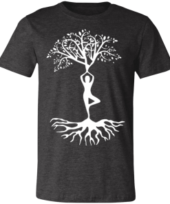 Dark Grey Heather Yoga Tree Pose T-Shirt