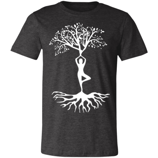 Dark Grey Heather Yoga Tree Pose T-Shirt