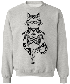 Sport Grey Yoga Cat Pullover Sweatshirt