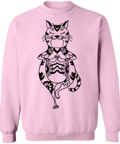 Soft Pink Yoga Cat Pullover Sweatshirt