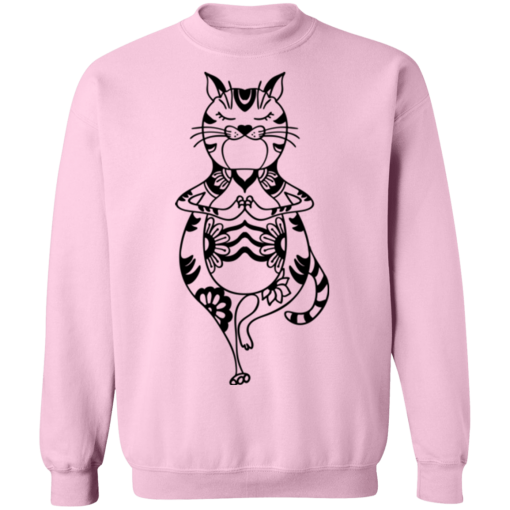 Soft Pink Yoga Cat Pullover Sweatshirt