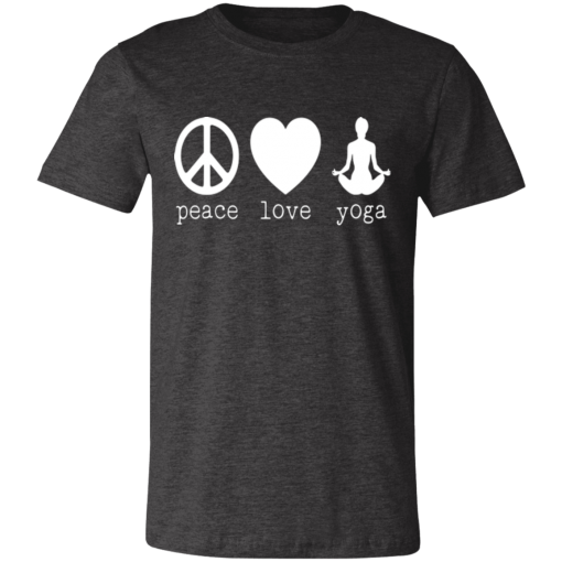 Dark Grey Heather Peace Love Yoga T-Shirt