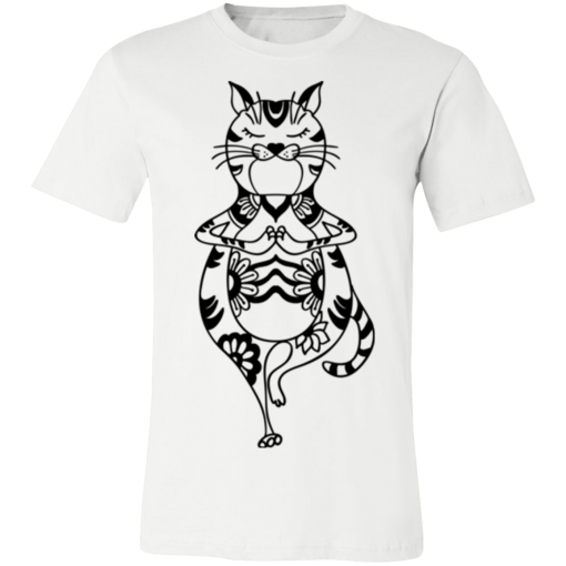 White Yoga Cat T-Shirt