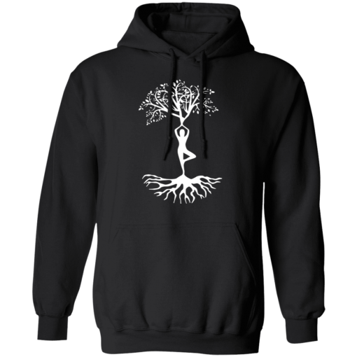 Black Yoga Tree Pose Pullover Hoodie