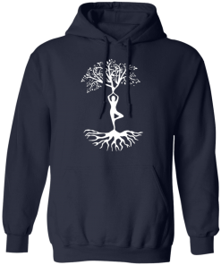 Navy Yoga Tree Pose Pullover Hoodie