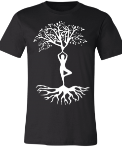 Black Yoga Tree Pose T-Shirt
